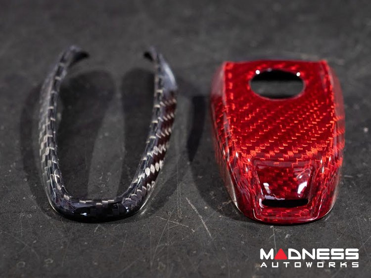 Alfa Romeo Tonale Key Fob Cover  - Carbon Fiber - Red Candy Main/ Black Accents