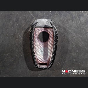 Alfa Romeo Giulia Key Fob Cover  - Carbon Fiber - Red Main / Black Accents