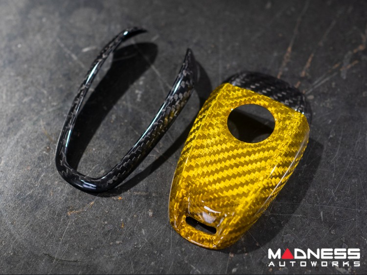 Alfa Romeo Tonale Key Fob Cover  - Carbon Fiber - Yellow Candy Main/ Black Accents