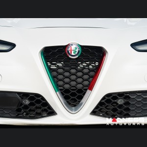 Alfa Romeo Giulia Front V Shield Grill Frame - Carbon Fiber - Italian Theme - QV Model - Feroce Carbon