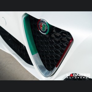 Alfa Romeo Giulia Front V Shield Grill Frame - Carbon Fiber - Italian Theme - QV Model - Feroce Carbon