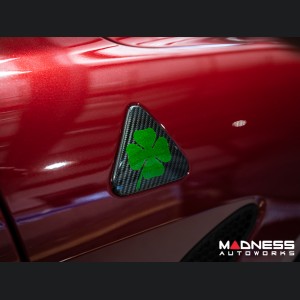  Alfa Romeo Giulia Quadrifoglio (QV) Fender Badge Cover Set - Carbon Fiber - Green Clover