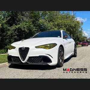 Alfa Romeo Giulia Mirror Covers - Carbon Fiber - Full Replacements - Red Stripe w/ QV Logo