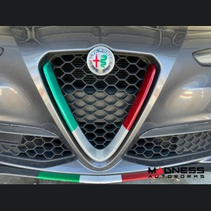 Alfa Romeo Giulia Front V Shield Grill Frame - Carbon Fiber - Italian Theme - Feroce Carbon