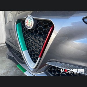 Alfa Romeo Giulia Front V Shield Grill Frame - Carbon Fiber - Italian Theme - Feroce Carbon