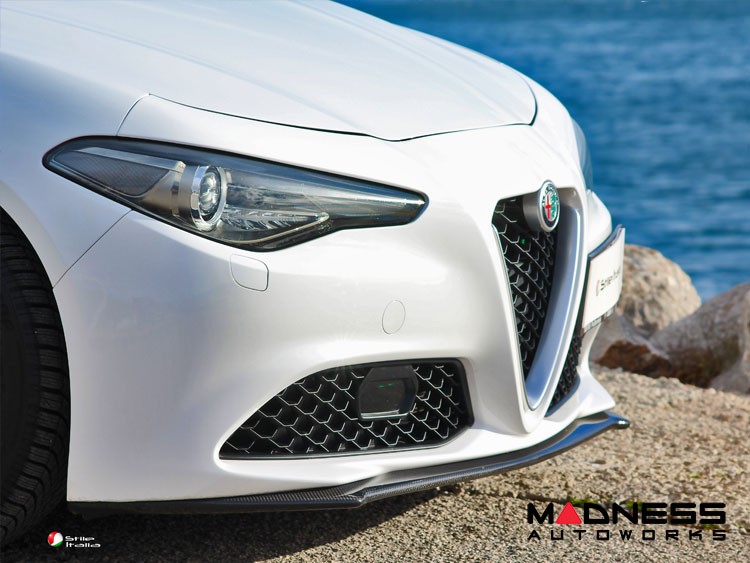 Alfa Romeo Giulia Front Spoiler - Carbon Fiber - Italia Style - Stile Italia - Base Model - V2 - Two Piece Design