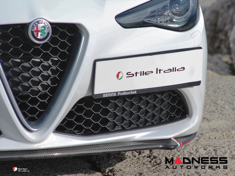 Alfa Romeo Giulia Front Spoiler - Carbon Fiber - Italia Style - Stile Italia - Base Model - V2 - Two Piece Design