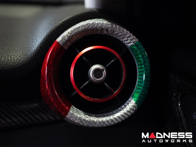 Alfa Romeo Giulia Interior Air Vent Cover Trim Kit - Carbon Fiber - Front Set - Italian Theme - Feroce Carbon