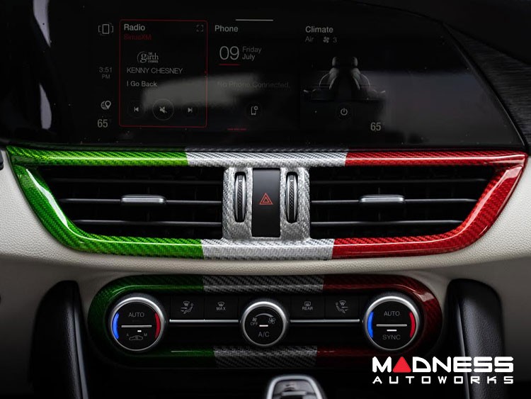 Alfa Romeo Giulia Interior Air Vent Trim - Carbon Fiber - LHD - Italian Theme