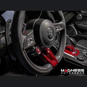 Alfa Romeo Giulia Steering Wheel Trim - Carbon Fiber - Lower Trim Set - Red Carbon - QV Model