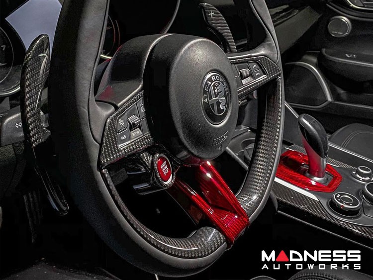 Alfa Romeo Giulia Shift Gate Trim Panel - Carbon Fiber - Pre '20 - Red Candy - QV Model
