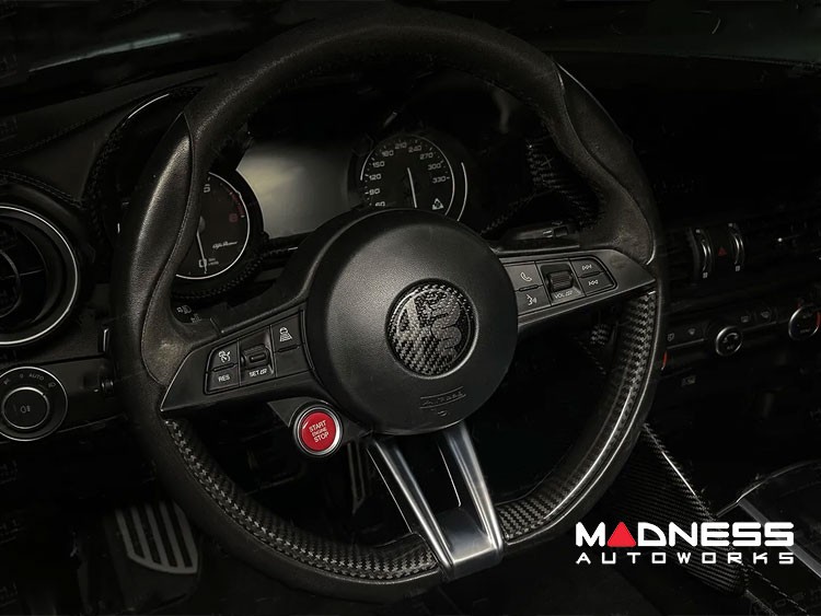 Alfa Romeo Stelvio Steering Wheel Trim - Carbon Fiber - Center Badge