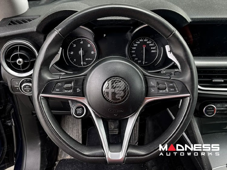Alfa Romeo Stelvio Steering Wheel Trim - Carbon Fiber - Center Badge