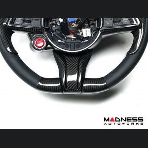 Alfa Romeo Stelvio Steering Wheel Trim - Carbon Fiber - Lower Spoke Trim - QV Model - 2020+ models