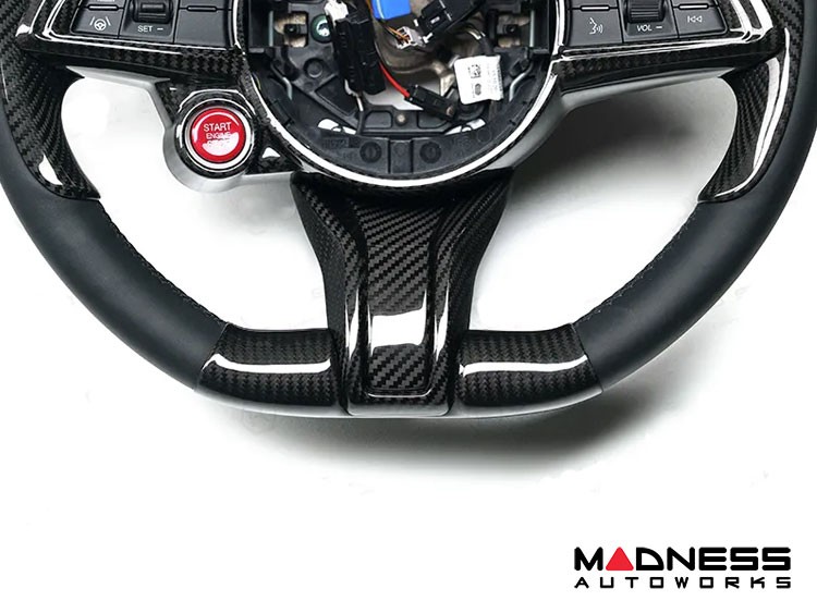 Alfa Romeo Giulia Steering Wheel Trim - Carbon Fiber - Lower Decal Trim - QV Model - 2020+ models