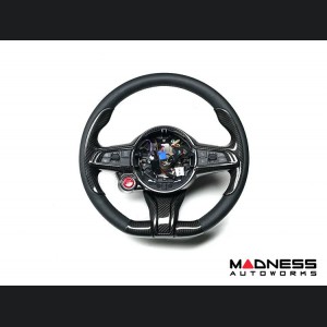 Alfa Romeo Giulia Steering Wheel Trim - Carbon Fiber - Lower Decal Trim - QV Model - 2020+ models - White