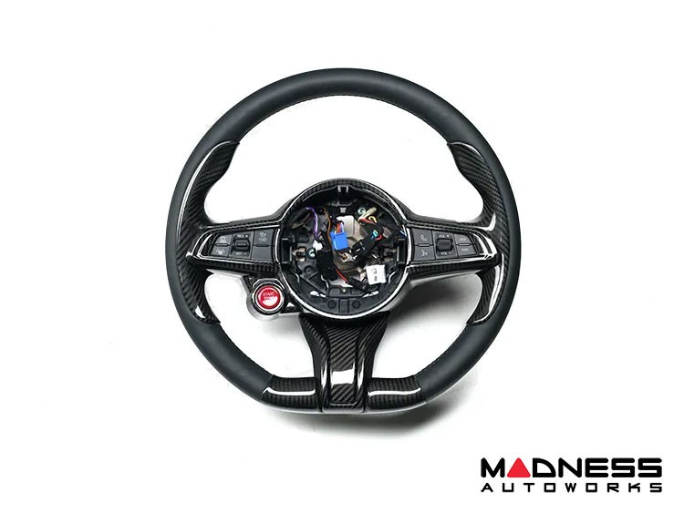 Alfa Romeo Stelvio Steering Wheel Trim - Carbon Fiber - Lower Decal Trim - QV Model - 2020+ models