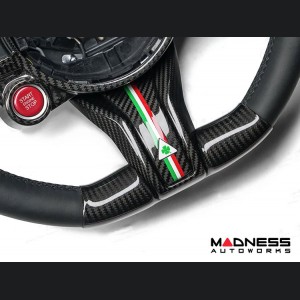 Alfa Romeo Giulia Steering Wheel Trim - Carbon Fiber - Lower Decal Trim - QV Model - 2020+ models - QV Logo