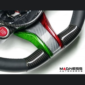 Alfa Romeo Stelvio Steering Wheel Trim - Carbon Fiber - Lower Spoke Trim - QV Model - 2020+ models - Italian Flag Combo