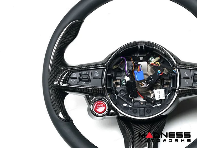 Alfa Romeo Giulia Steering Wheel Trim - Carbon Fiber - Thumb Grip Cover - QV Model - 2020+ models