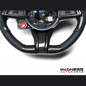 Alfa Romeo Giulia Steering Wheel Trim - Carbon Fiber - Lower Spoke Trim - QV Model - 2020+ models - Yellow Candy
