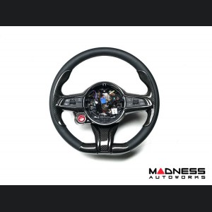 Alfa Romeo Giulia Steering Wheel Trim - Carbon Fiber - Lower Spoke Trim - QV Model - 2020+ models - Red Candy