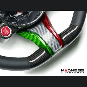 Alfa Romeo Giulia Steering Wheel Trim - Carbon Fiber - Lower Spoke Trim - QV Model - 2020+ models - Italian Flag Combo