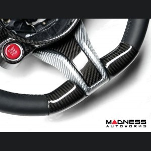 Alfa Romeo Giulia Steering Wheel Trim - Carbon Fiber - Lower Spoke Trim - QV Model - 2020+ models - White