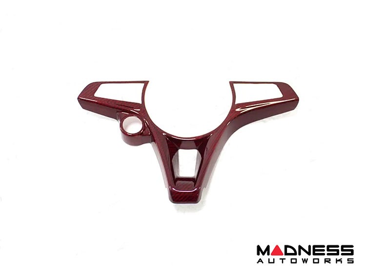 Alfa Romeo Giulia Steering Wheel Trim - Carbon Fiber - Main Center Trim Piece - Red Carbon 