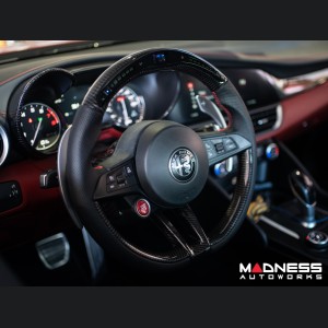 Alfa Romeo Giulia Steering Wheel - Carbon Fiber - w/ LED Functions - Perforated Leather - Non QV Models