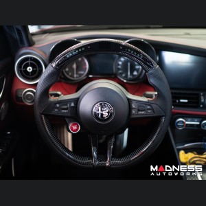 Alfa Romeo Giulia Steering Wheel - Carbon Fiber - w/ LED Functions - Alcantara - Non QV Models