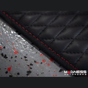 Alfa Romeo Giulia Floor Mats - Italian Leather - Front + Rear Set - Black w/ Red Stitching