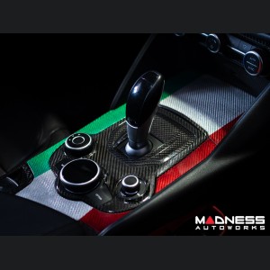 Alfa Romeo Giulia Center Console Trim Set - Carbon Fiber - Two Piece Kit - Italian Theme - Pre '20 - Feroce Carbon