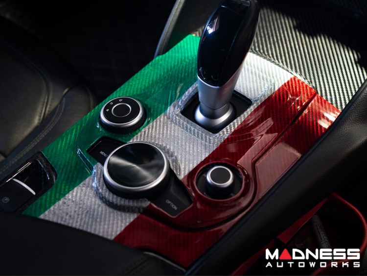 Alfa Romeo Giulia One Piece Complete Console Trim Kit - Carbon Fiber - Pre '20 - Italian Theme - Feroce Carbon