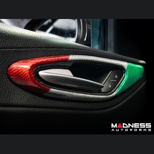 Alfa Romeo Giulia Interior Door Handle Surround Trim Kit - Carbon Fiber - Italian Theme - Feroce Carbon 