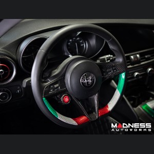 Alfa Romeo Giulia Interior Trim - Carbon Fiber - Steering Wheel Side Trim Kit - Pre '20 - Italian Theme - Feroce Carbon