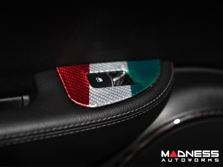 Alfa Romeo Giulia Door Trim - Window Switch Trim Kit - Carbon Fiber - Italian Theme - Feroce Carbon