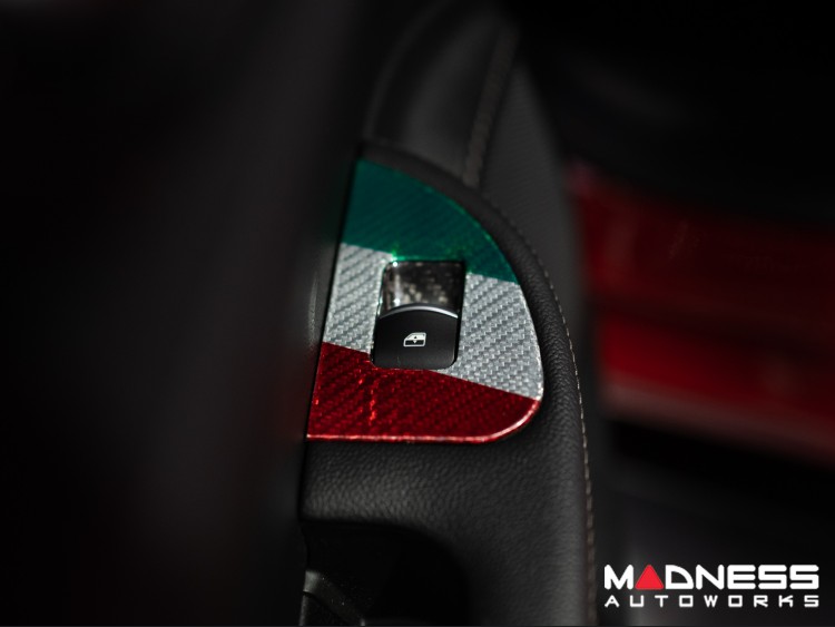 Alfa Romeo Giulia Door Trim - Window Switch Trim Kit - Carbon Fiber - Italian Theme - Feroce Carbon