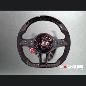 Alfa Romeo Stelvio Steering Wheel - Carbon Fiber w/ LED Functions - QV Models - Perforated Leather 