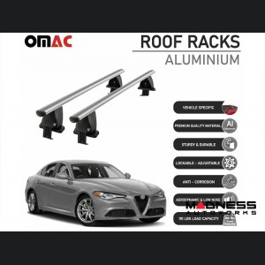 Alfa Romeo Giulia Roof Rack Cross Bars - for models w/o factory roof rails - Silver