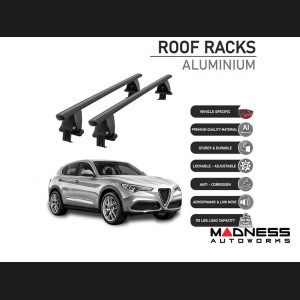 Alfa Romeo Stelvio Roof Rack Cross Bars - for models w/o factory roof rails - Black