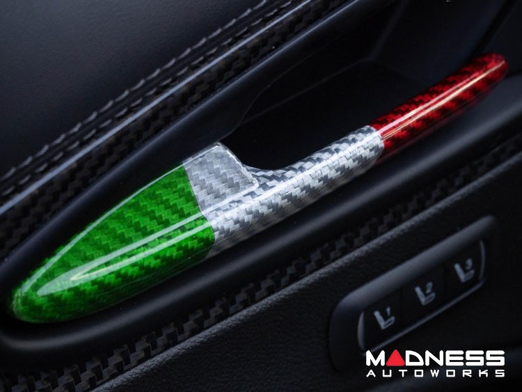 Alfa Romeo Stelvio Interior Door Handle Trim Set - Carbon Fiber - Italian Theme