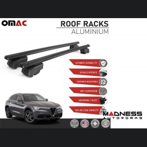 Alfa Romeo Stelvio Roof Rack Cross Bars - for models w/ factory roof rails - Black