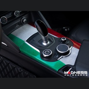 Alfa Romeo Stelvio Center Console Trim Set - Carbon Fiber - Two Piece Kit - Italian Theme - Pre '20 - Feroce Carbon 