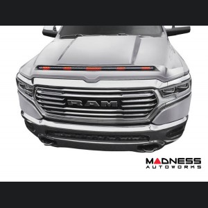 Dodge Ram 1500 Hood Shield - AVS Aeroskin Pro - Low Profile w/ Lights - Billet Silver