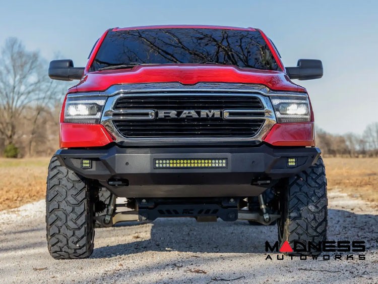 Dodge Ram 1500 Front Bumper - High Clearance - w/ LED Lights and Skid Plate  - with Tow Hooks