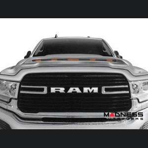Dodge Ram 2500/ 3500 Hood Shield - AVS Aeroskin Pro - Low Profile w/ Lights - Billet Silver
