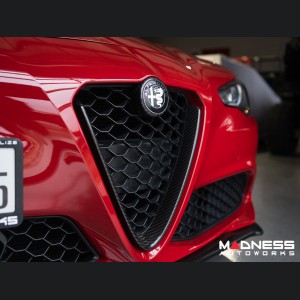 Alfa Romeo Emblems + Badges + Wheel Caps Kit - Black - "Alfa Romeo" + "Sportiva" Emblems + 2 AR Badges + 4 Center Caps