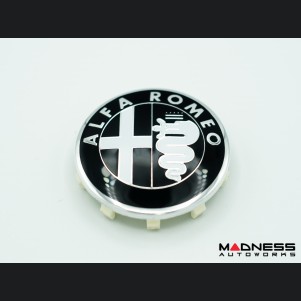Alfa Romeo Wheel Center Caps - set of 4 - Black/ Silver - 60mm - V1