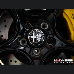 Alfa Romeo Wheel Center Caps - set of 4 - Black/ Silver - 60mm - V1